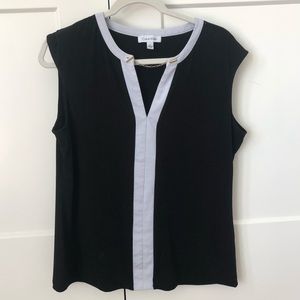 Black & white Calvin Klein sleeveless top w/ chain